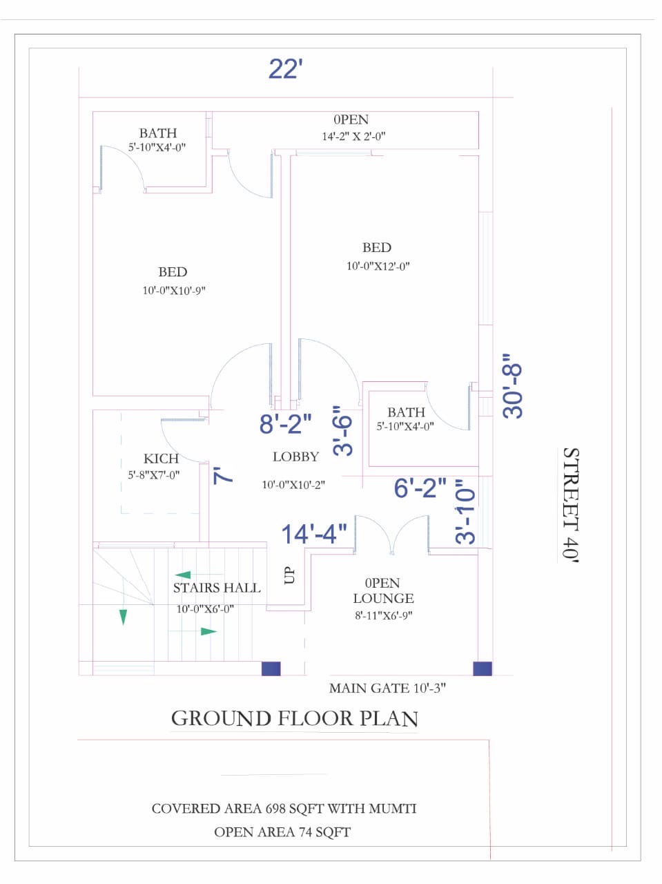 SAB Villas 3 Marla Villa indoor floor plan
